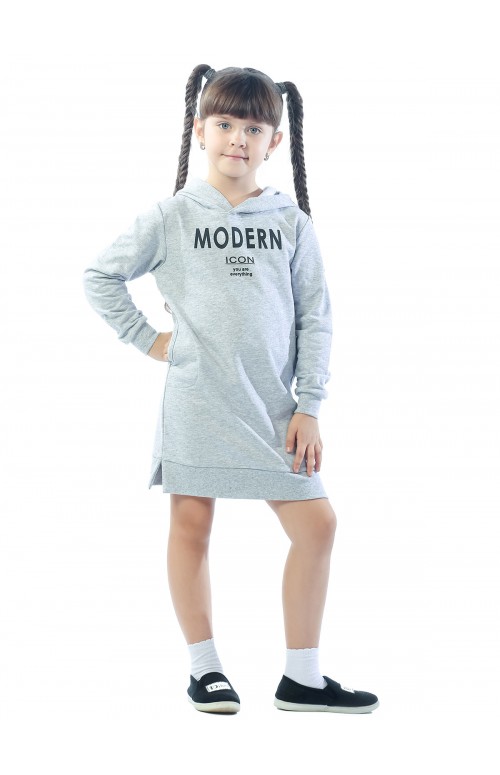 Платье детское  ФП5013П2 серый-меланж