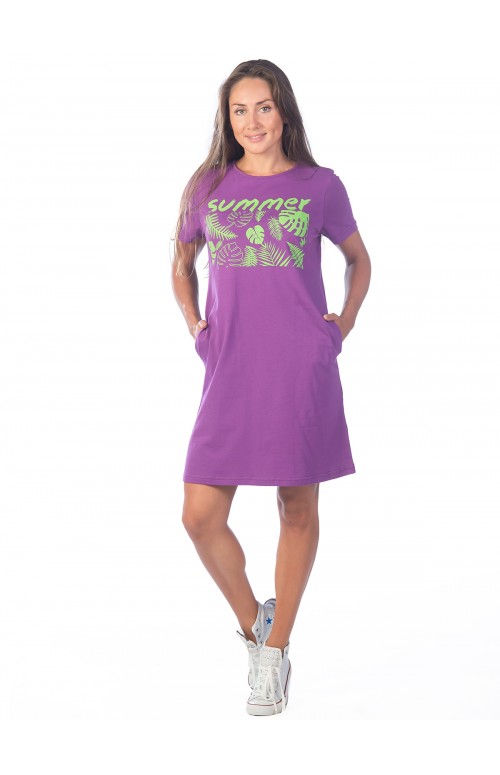 Туника женская с коротким рукавом SUMMER КТ1396П7 фиолетовый