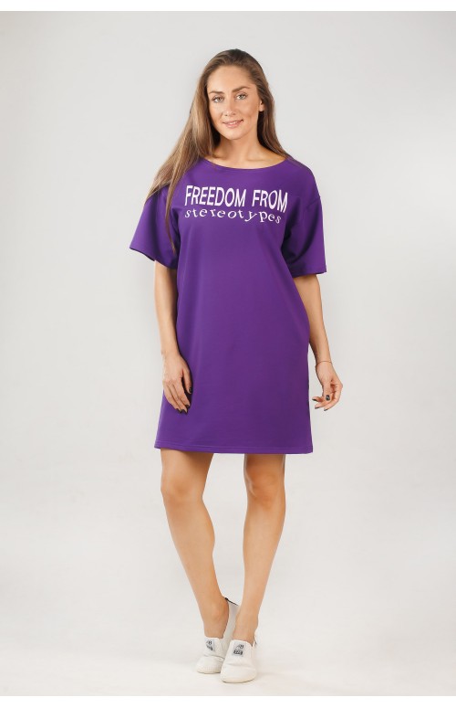 Платье из футера  ФП1337П2 фиолетовое