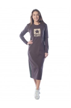 Платье с лампасами KLERY КЛП1457П3 коричневый