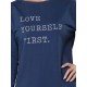 Платье из футера Love yourself first ФП1406П2 синий